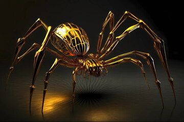 Golden spider. AI generation