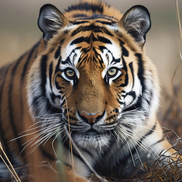 The tiger lets out an angry growl.Generative AI. High quality photo