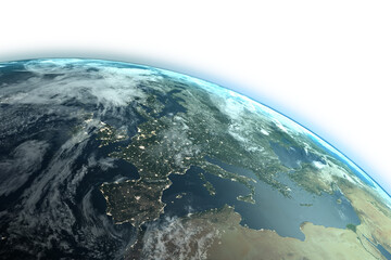 Satellite view of illuminated earth