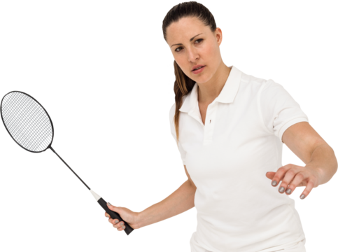 Badminton player holding racket