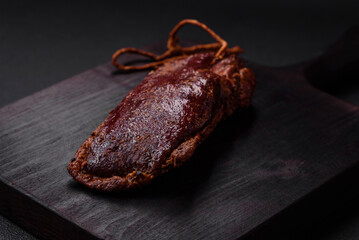 Delicious duck fillet or breast grilled or smoked with spices and salt