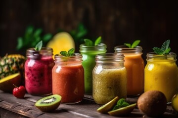 smoothies and juices made from a variety of fresh fruits from the tropics. Generative AI