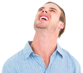 Portrait of anxious man in shirt 