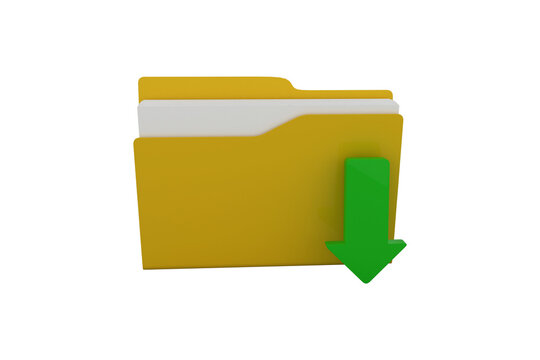 Digital image of folder with downloading arrow symbol