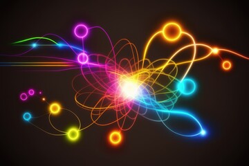 Obraz premium vibrant abstract design featuring colorful circles and lines. Generative AI