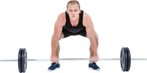 Bodybuilder lifting heavy barbell weights