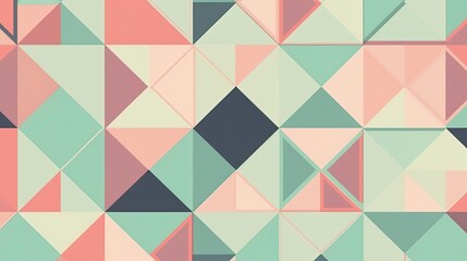 Obraz premium Geometric pattern with a pastel color scheme with a retro vibe created with generative AI technology