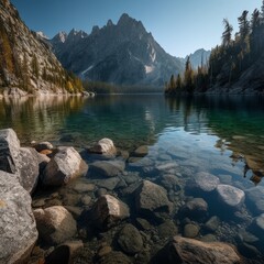Fototapeta premium lake and mountains