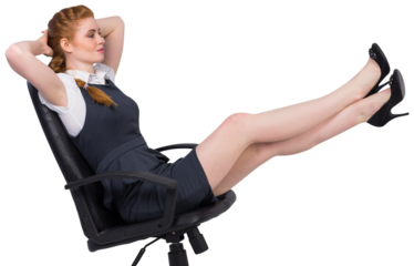 Businesswoman sitting on swivel chair