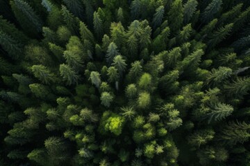 drone view of pine forest