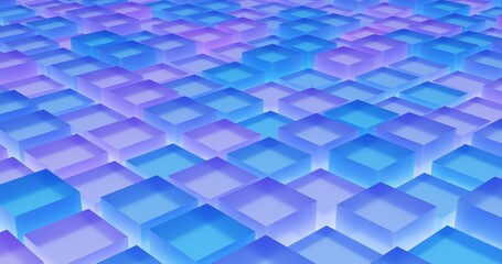 Abstract blue and purple Sci-Fi Cube background. 3d rendering.