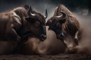 bison fighting