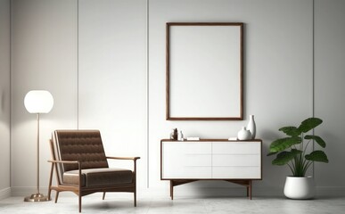 photo frame Mockup on minimalist modern interior background