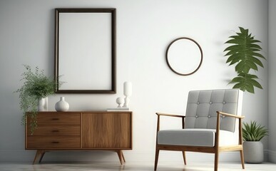 photo frame Mockup on minimalist modern interior background
