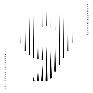 Number 9 logo with abstract geometric rounded vertical parallel lines