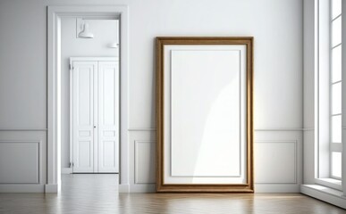 Obraz na płótnie Canvas photo frame Mockup on minimalist modern interior background 