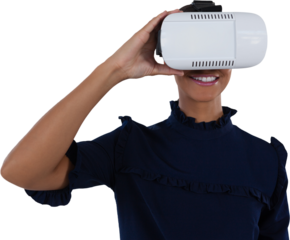 Woman using virtual reality headset