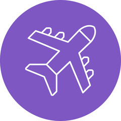 Plane Multicolor Circle Line Inverted Icon