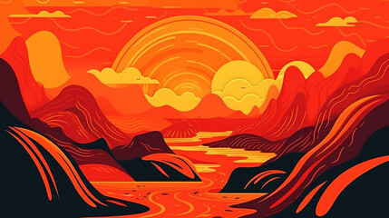 abstract orange sun summer background Generative AI