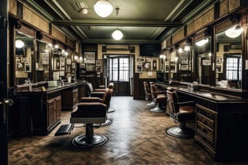 Woman at hairdresser modern salon. Hairdresser in styling and cutting hair. Generative AI.