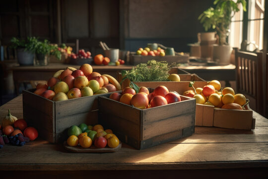 delivery service showcasing fresh fruits and vegetables. AI generated