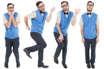 Multiple image of eccentric man