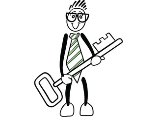 Male cartoon holding key