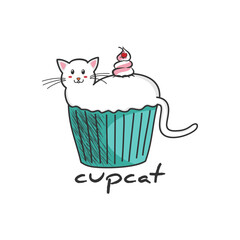 CupCat, Funny Typography Quote Design for T-Shirt, Mug, Poster or Other Merchandise.