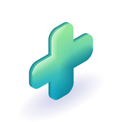Obraz premium Isometric 3D icon Medical cross with green color. Vector for website