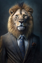 Lion in a Business Suit and Tie