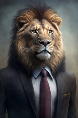 Lion in a Business Suit and Tie