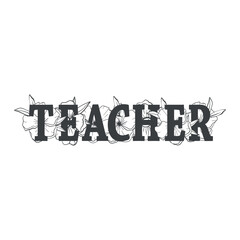 teacher and flowers vector