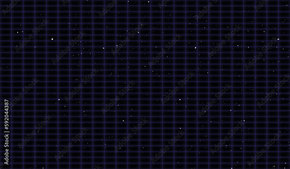 Aufkleber abstract retro background with neon purple grid. wireframe lines on dark sky with stars. digital y2k