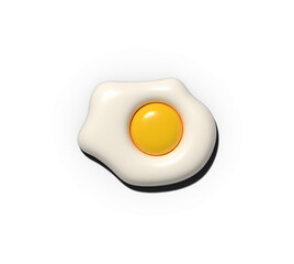 3d  fried egg on white background