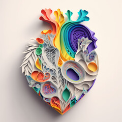 low poly heart art with rainbow colors