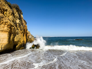 Praia Dona Ana beach with turquoise sea water and cliffs, Portugal. Beautiful Dona Ana Beach (Praia Dona Ana) in Lagos, Algarve, Portugal.
