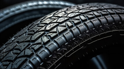 Close-up of the rubber from the wheel at the service station