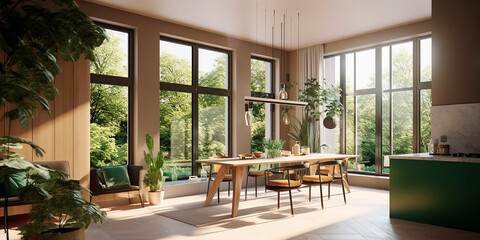 Fototapeta na wymiar modern interior in the house with plants