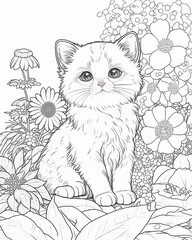 coloring page for children cat
