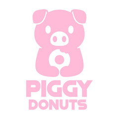 Obraz na płótnie Canvas Modern vector flat design simple minimalist logo template of cute pig donut cartoon head vector for brand, emblem, label, badge. Isolated on white background.