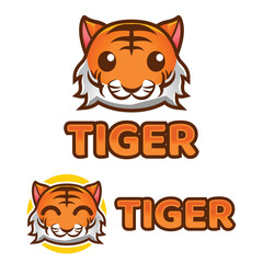 Cute Kawaii head tiger Mascot Cartoon Logo Design Icon Illustration Character vector art. for every category of business, company, brand like pet shop, product, label, team, badge, label