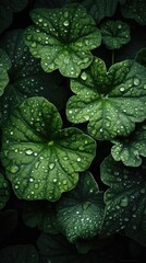 Water drops on a green leaves. Gen Ai