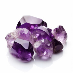 Amethysts on a White Background