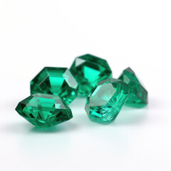 Fototapeta premium Emeralds on a White Background