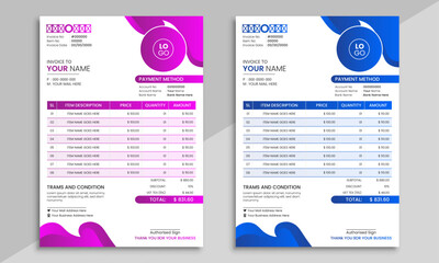 vector invoice template with abstract shape. corporate invoice design, tax form, payment receipt 