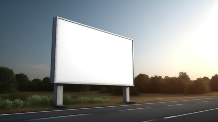 a huge empty billboard on the side of the road. Empty layout for your advertisement. AI generated