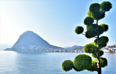 city of lugano switzerland on the shores of the lake Lago di Lugano or Ceresio)