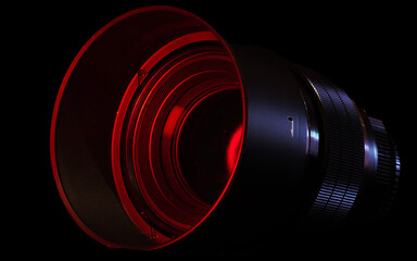 Camera lens with red moody light