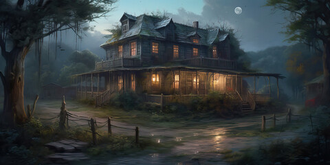 Obraz premium House in the woods, AI generative