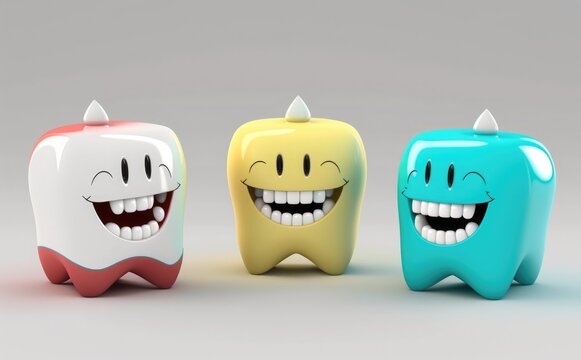 3d illustration of a tooth character, ai